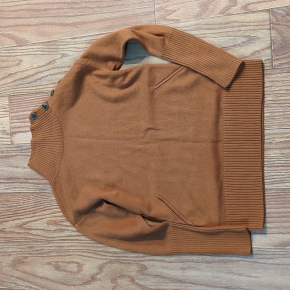 Talbots Funnel Neck Button Detail Sweater in burnt orange, women's S* - Picture 1 of 4